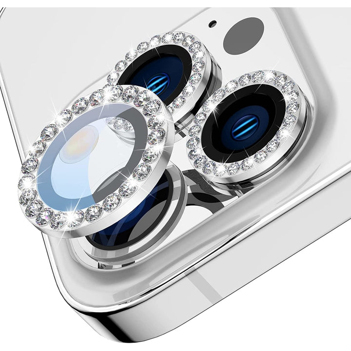 For Apple iPhone 15 Pro / iPhone 15 Pro Max Diamond Bling Ring Crystal Tempered Glass Camera Len Protector Cover Image 9