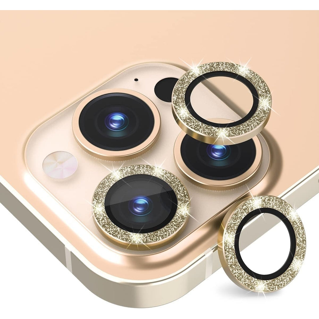 For Apple iPhone 15 Pro / iPhone 15 Pro Max Bling Bling Ring Crystal Tempered Glass Camera Len Protector Cover Image 6