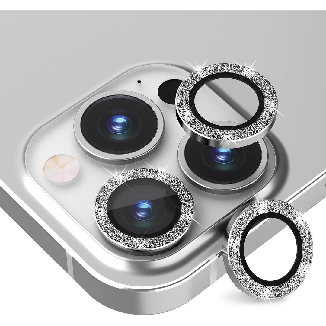 For Apple iPhone 15 Pro / iPhone 15 Pro Max Bling Bling Ring Crystal Tempered Glass Camera Len Protector Cover Image 8