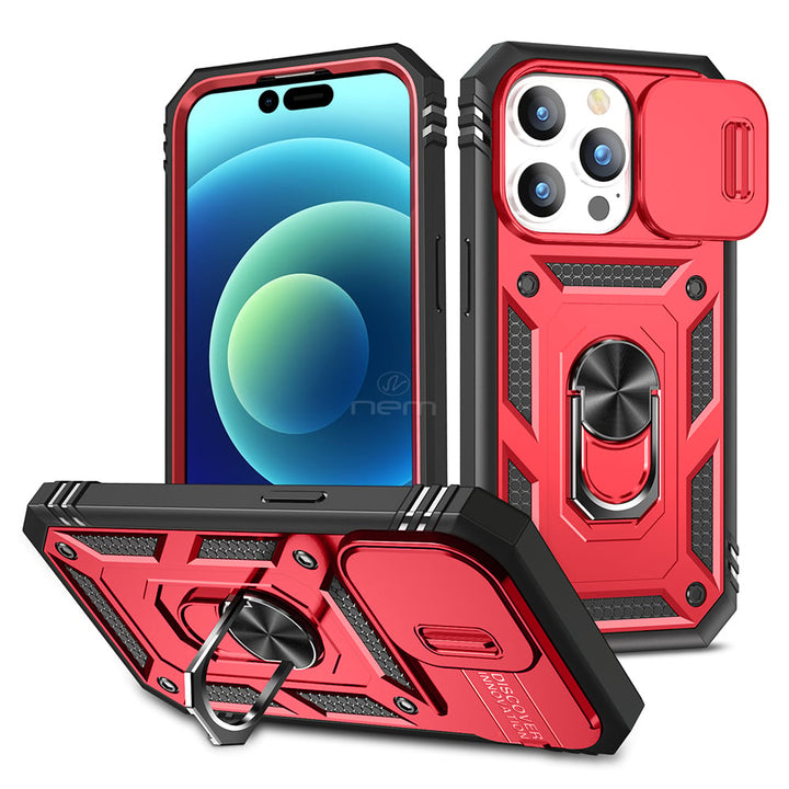 For Apple iPhone 15 Pro Max 6.7 Camera Slide Cover Ring Holder Kickstand Magnetic Mount Hybrid Armor Dual Protective Image 7