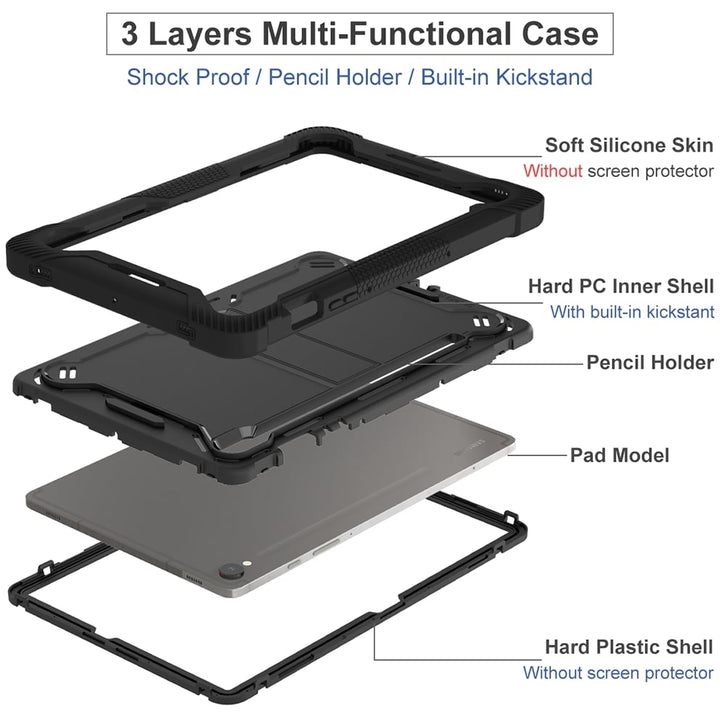 For Samsung Galaxy Tab S9 11 inch 2023 Dual Layer Protective Shockproof Kickstand With Stylus Pen Slot Heavy Duty Case Image 8