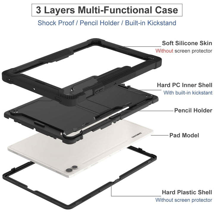 Samsung Galaxy Tab S9 Plus Case 12.4 Inch Shockproof Kickstand Pen Slot Heavy Duty Image 8