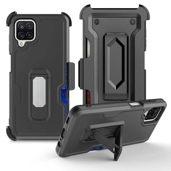 For Boost Mobile Celero 5G 2023 / T-Mobile REVVL 6 5G Magnetic Mount Kickstand Shockproof w. Card Holder Belt Clip Case Image 1