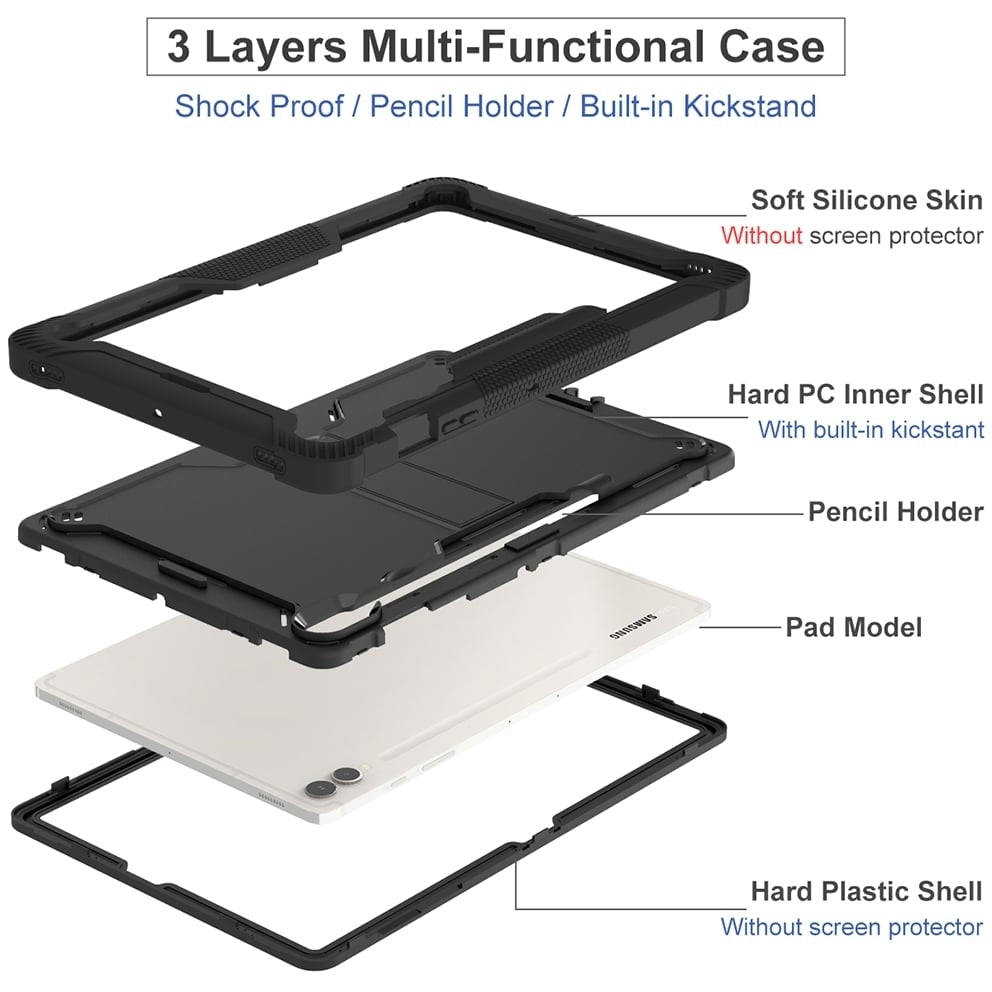 For Samsung Galaxy Tab S9 Ultra 14.6 inch 2023 Dual Layer Protective Shockproof Kickstand With Stylus Pen Slot Heavy Image 8