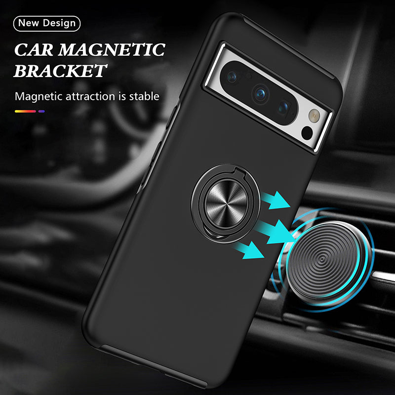 For Google Pixel 8 Metal Ring Stand Magnetic Car Mount Hybrid Impact Protective Shockproof Case Cover Image 2