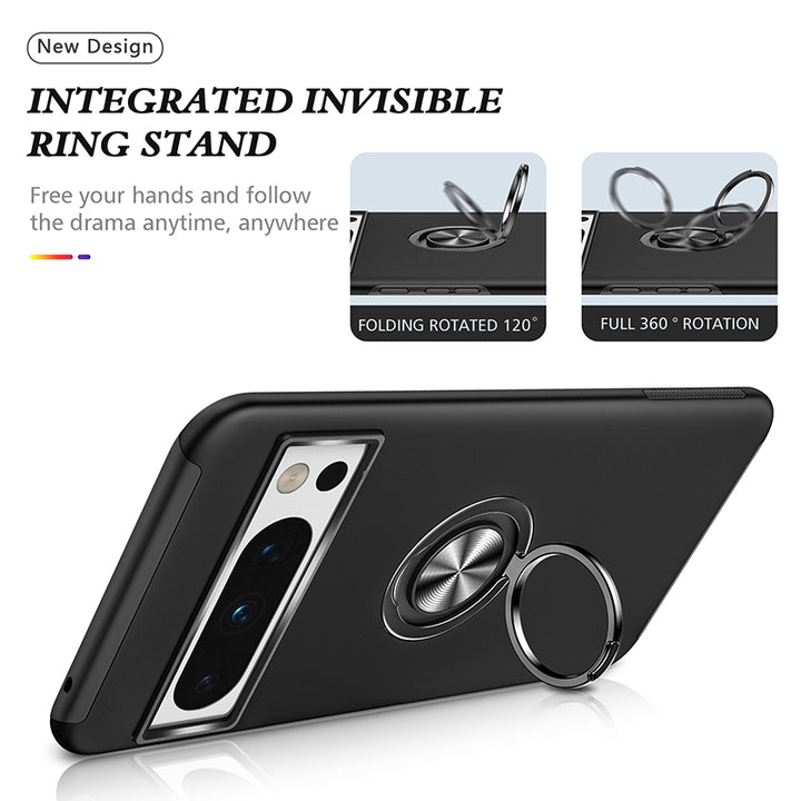 For Google Pixel 8 Metal Ring Stand Magnetic Car Mount Hybrid Impact Protective Shockproof Case Cover Image 4