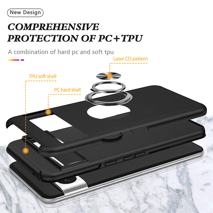 For Google Pixel 8 Pro Metal Ring Stand Magnetic Car Mount Hybrid Impact Protective Shockproof Case Cover Image 4