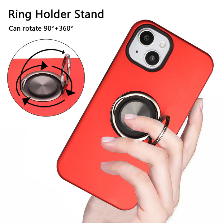 For Apple iPhone 15 6.1 inch Metal Ring Stand Magnetic Car Mount Hybrid Impact Protective Shockproof Case Cover Image 4