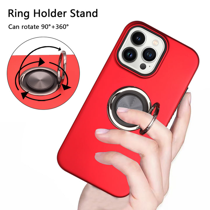 For Apple iPhone 15 Pro 6.1 inch Metal Ring Stand Magnetic Car Mount Hybrid Impact Protective Shockproof Case Cover Image 3