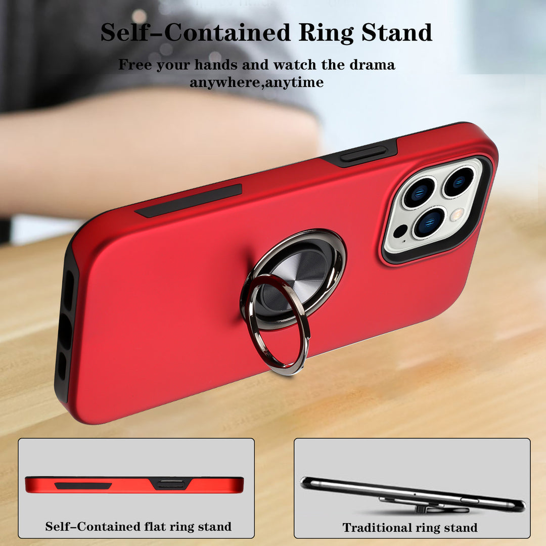 For Apple iPhone 15 Pro 6.1 inch Metal Ring Stand Magnetic Car Mount Hybrid Impact Protective Shockproof Case Cover Image 4