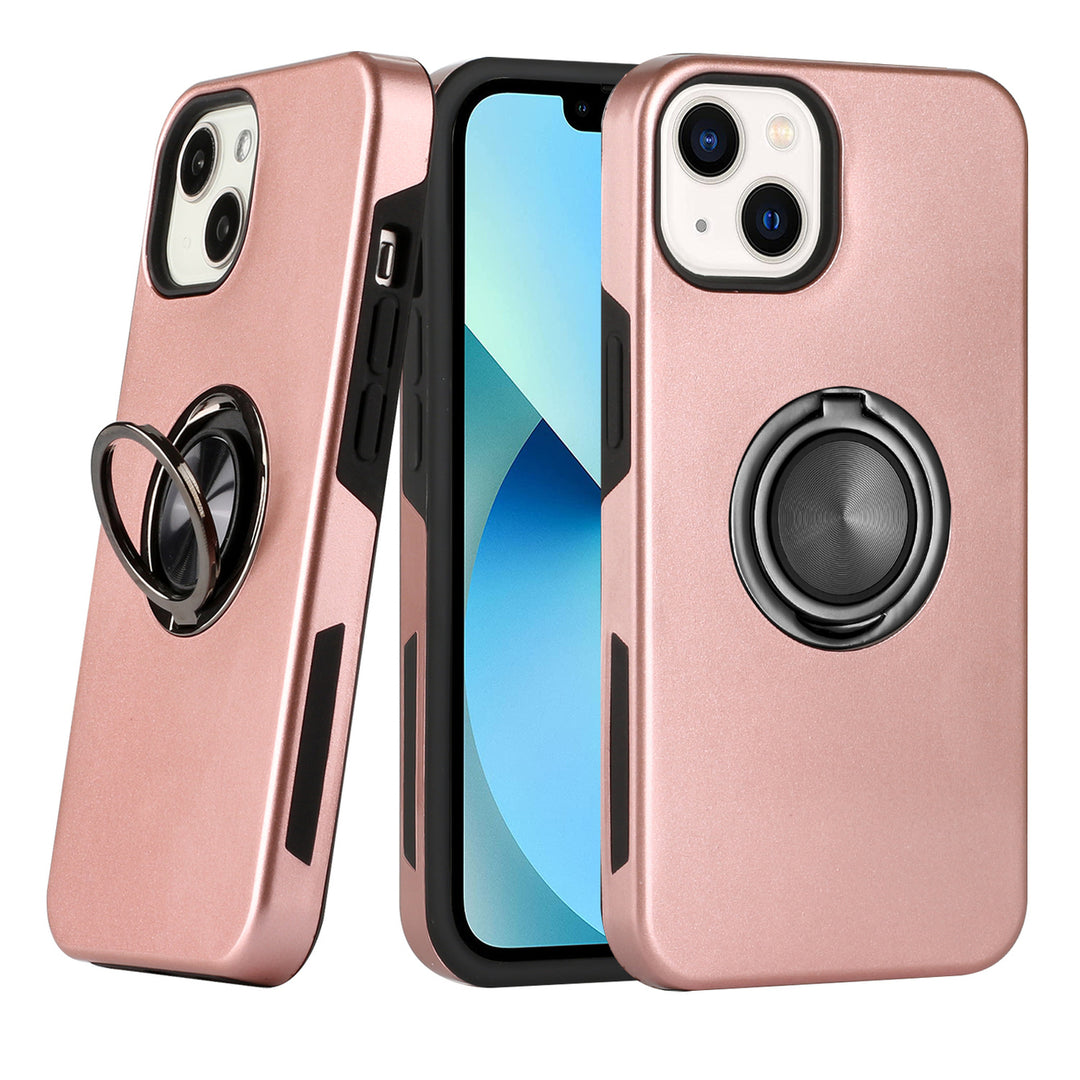 For Apple iPhone 15 6.1 inch Metal Ring Stand Magnetic Car Mount Hybrid Impact Protective Shockproof Case Cover Image 9