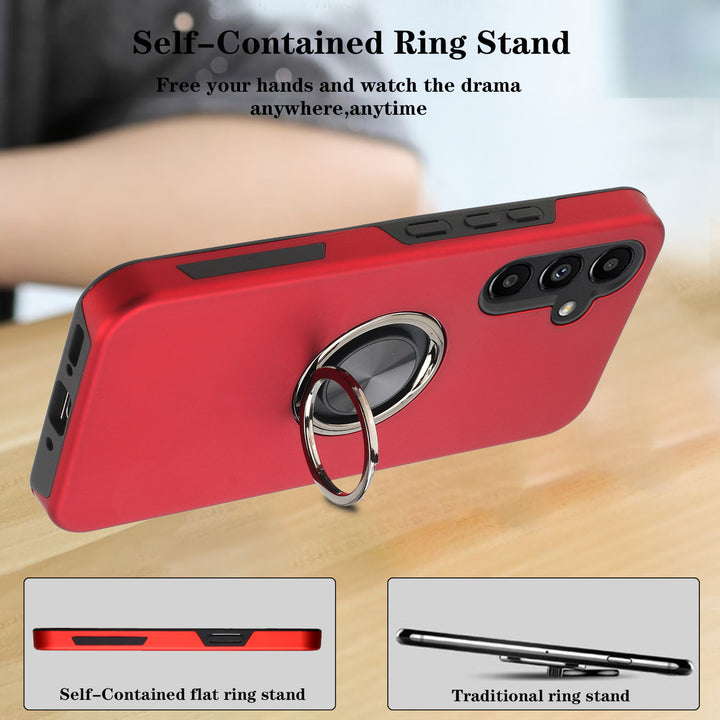 For Samsung Galaxy A24 4G / SM-A245 Metal Ring Stand Magnetic Car Mount Hybrid Impact Protective Shockproof Case Cover Image 4