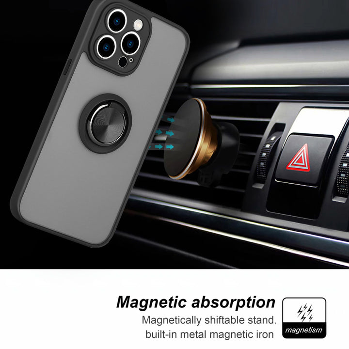 For Apple iPhone 15 Pro Max 6.7 inch Impact Metal Ring Holder Stand Magnetic Car Mount Protective Hybrid Case Cover Image 2