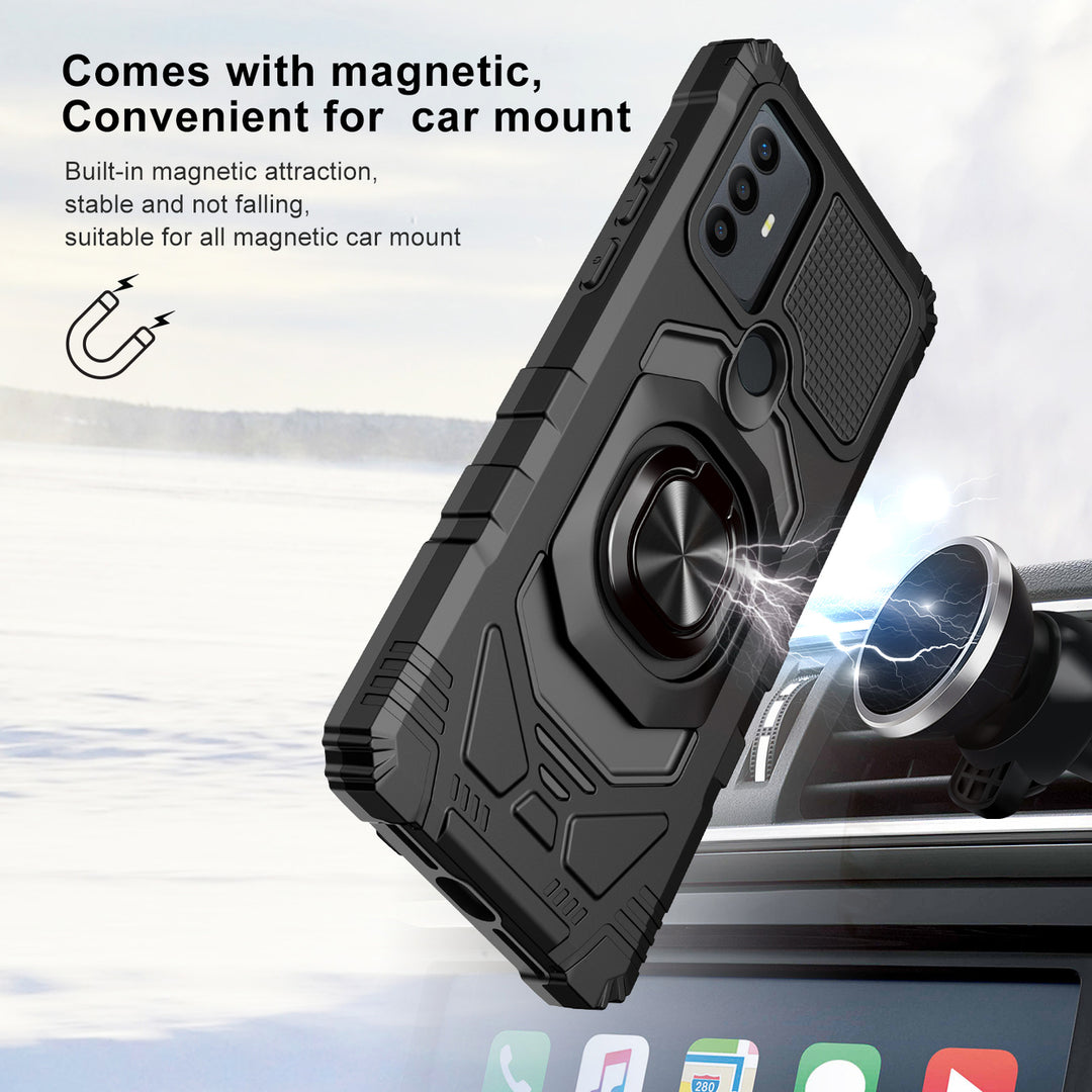 For TCL 30 SE Armor Dual Layer Metal Ring Stand Magnetic Car Mount Hybrid Impact Protective Shockproof Case Cover Image 2