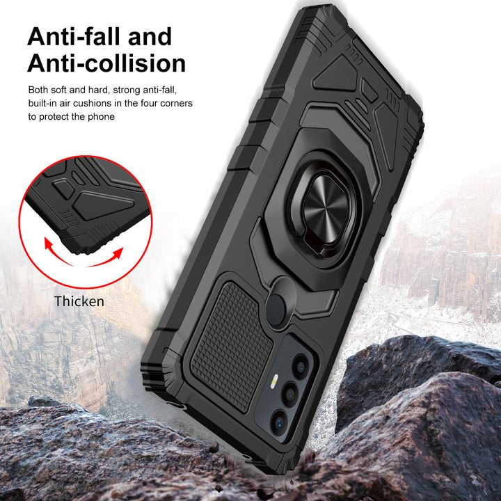 For TCL 30 SE Armor Dual Layer Metal Ring Stand Magnetic Car Mount Hybrid Impact Protective Shockproof Case Cover Image 3