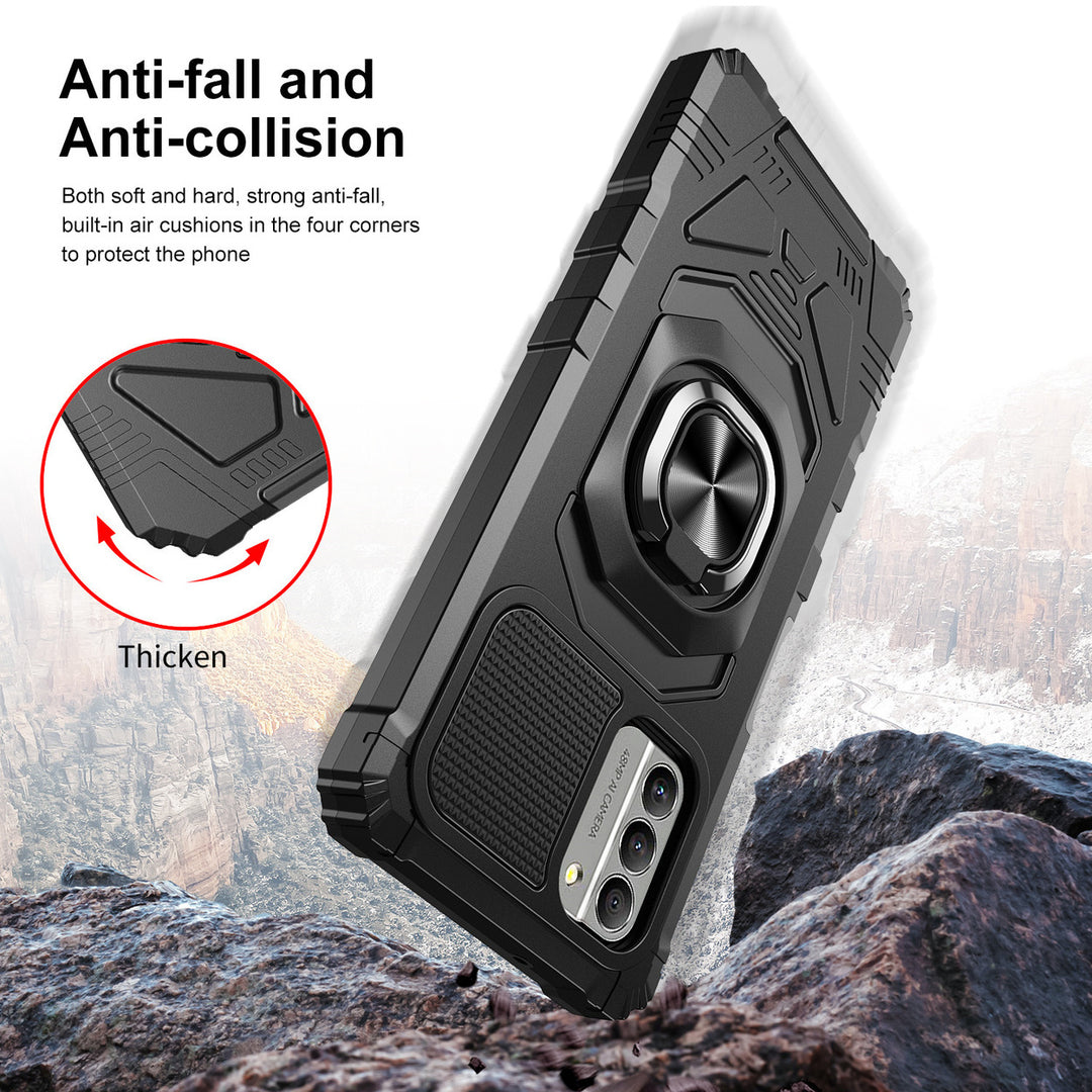 For Nokia C300 Armor Dual Layer Metal Ring Stand Magnetic Car Mount Hybrid Impact Protective Shockproof Case Cover Image 2