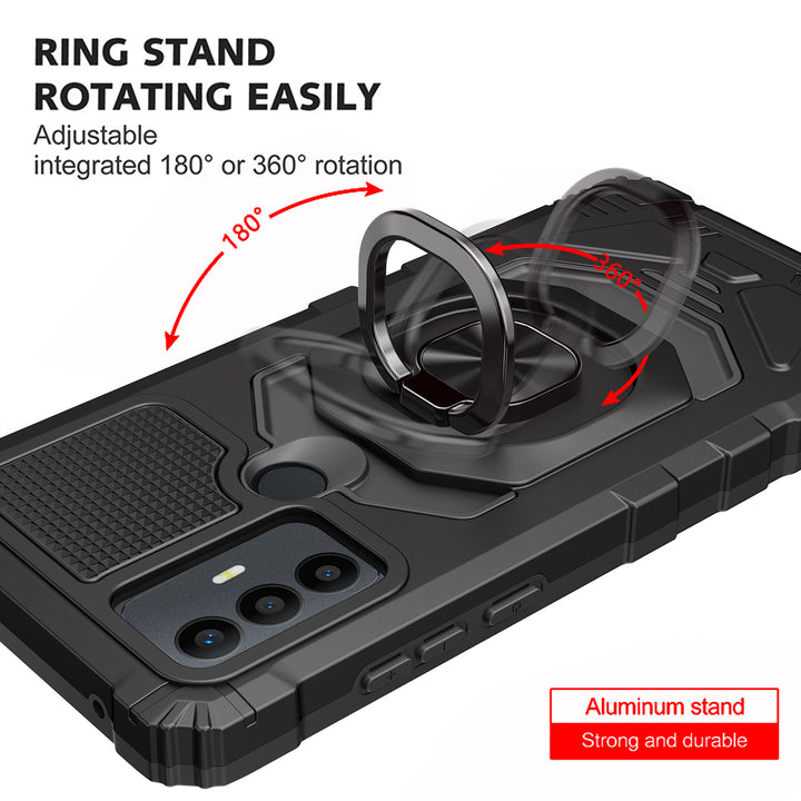 For TCL 30 SE Armor Dual Layer Metal Ring Stand Magnetic Car Mount Hybrid Impact Protective Shockproof Case Cover Image 4