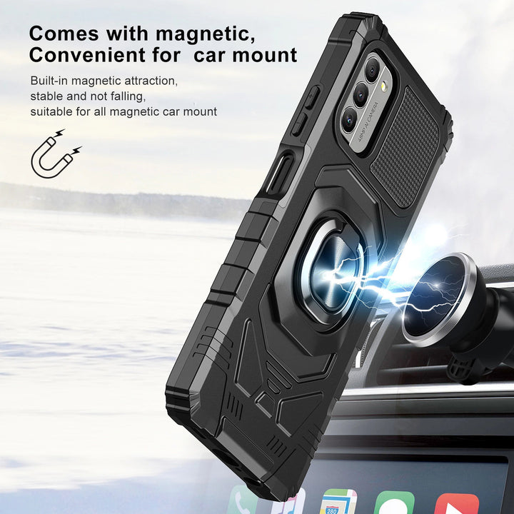 For Nokia C300 Armor Dual Layer Metal Ring Stand Magnetic Car Mount Hybrid Impact Protective Shockproof Case Cover Image 3