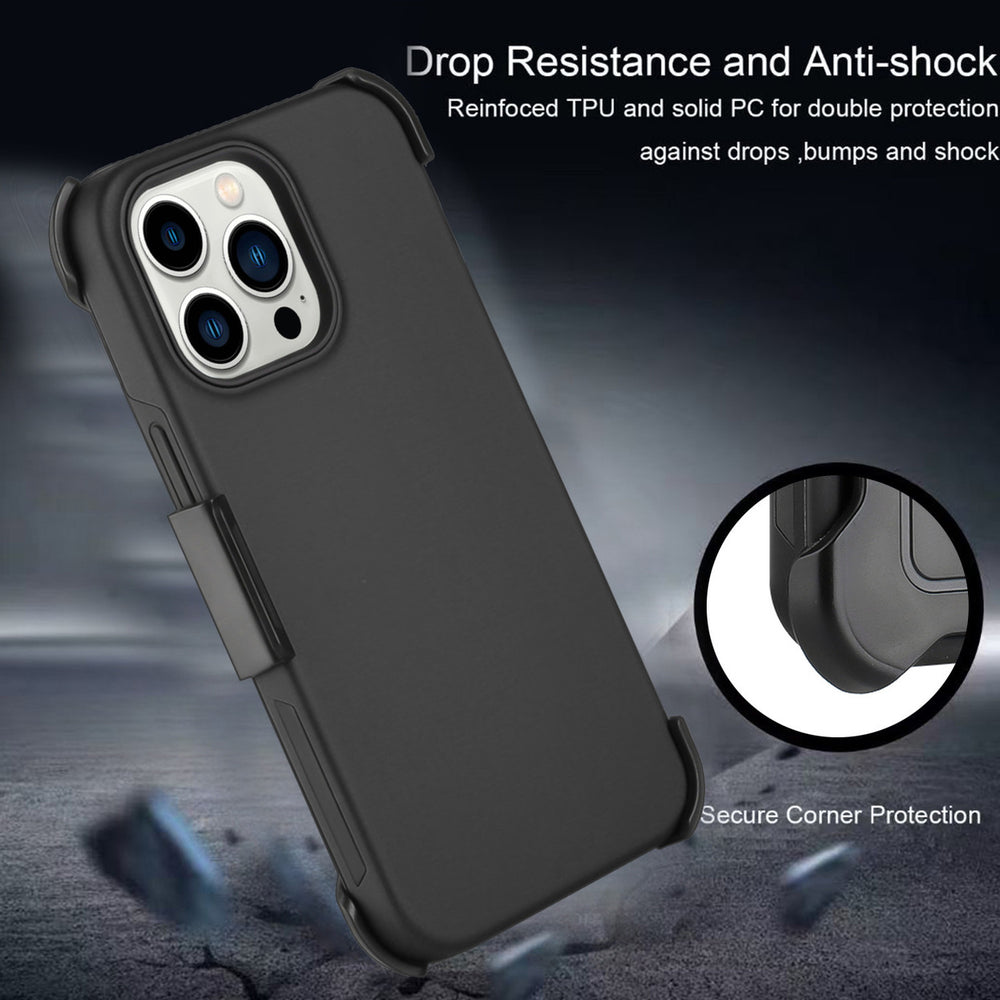 For Apple iPhone 15 Pro Max 6.7 inch Impact Dual Layer Protective Shockproof Hybrid Case Cover With Clip Image 2