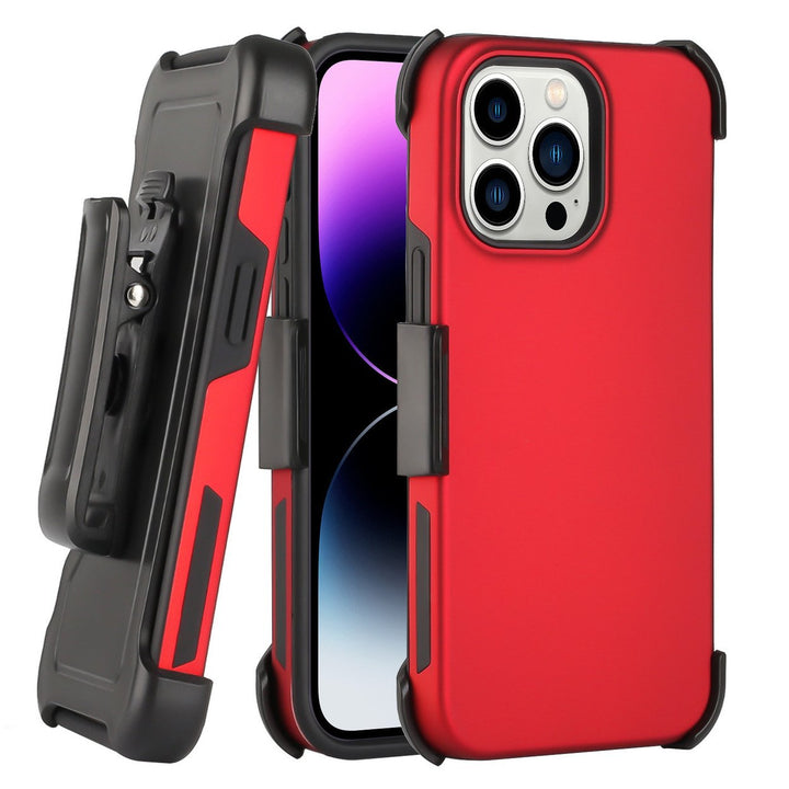 For Apple iPhone 15 Pro 6.1 inch Impact Dual Layer Protective Shockproof Hybrid Case Cover With Clip Image 1