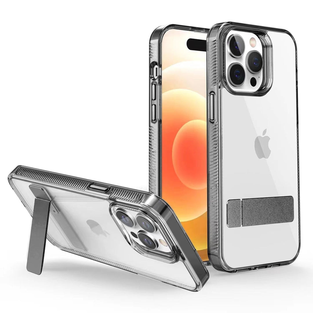 For Apple iPhone 14 Pro Max 6.7 inch Transparent Crystal Building Kickstand Shockproof Protective Hybrid Case Cover Image 1