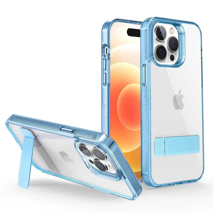 For Apple iPhone 14 Pro Max 6.7 inch Transparent Crystal Building Kickstand Shockproof Protective Hybrid Case Cover Image 4