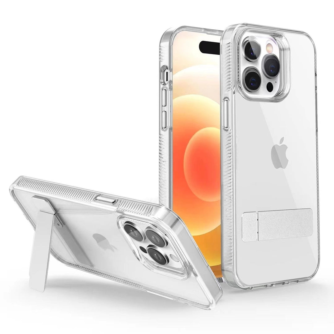 For Apple iPhone 14 Pro Max 6.7 inch Transparent Crystal Building Kickstand Shockproof Protective Hybrid Case Cover Image 6