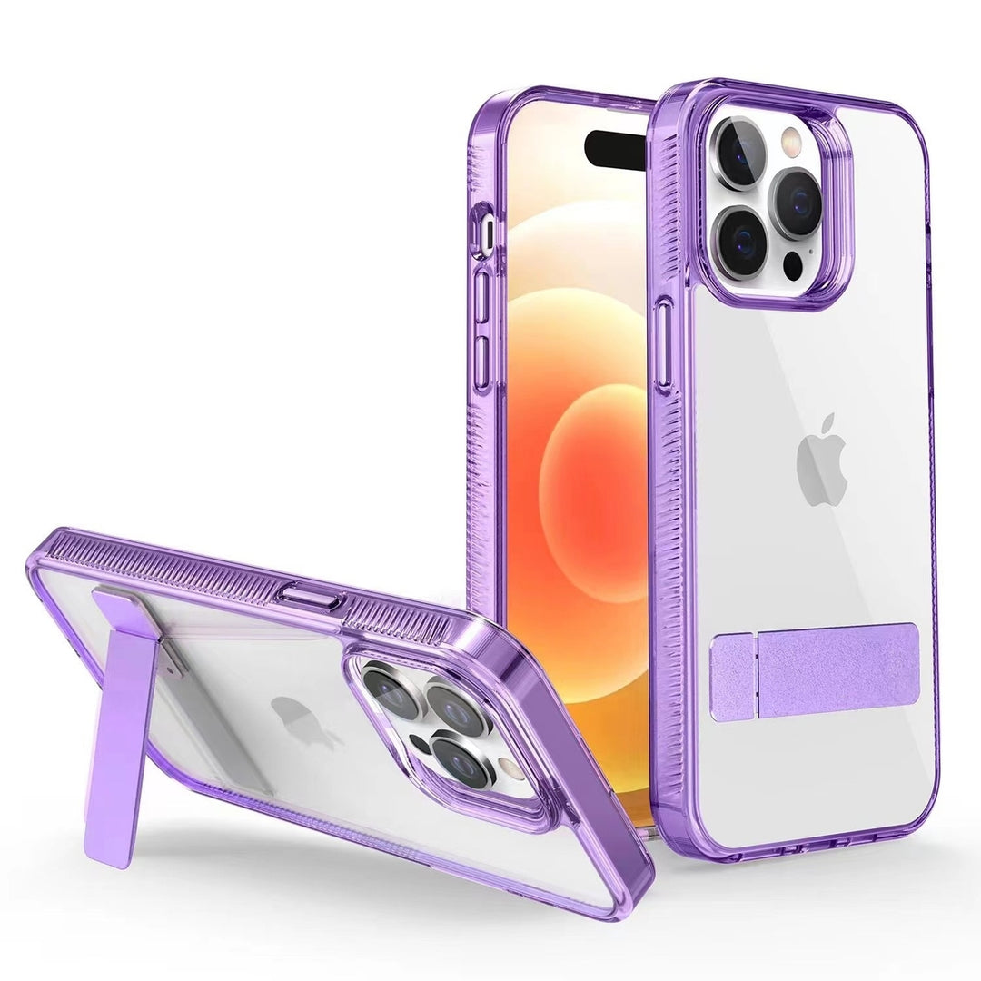 For Apple iPhone 14 Pro Max 6.7 inch Transparent Crystal Building Kickstand Shockproof Protective Hybrid Case Cover Image 7