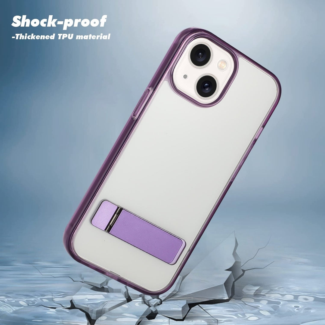 For Apple iPhone 15 / iPhone 14 / iPhone 13 6.1 inch Transparent Crystal Building Kickstand Shockproof Protective Hybrid Image 2