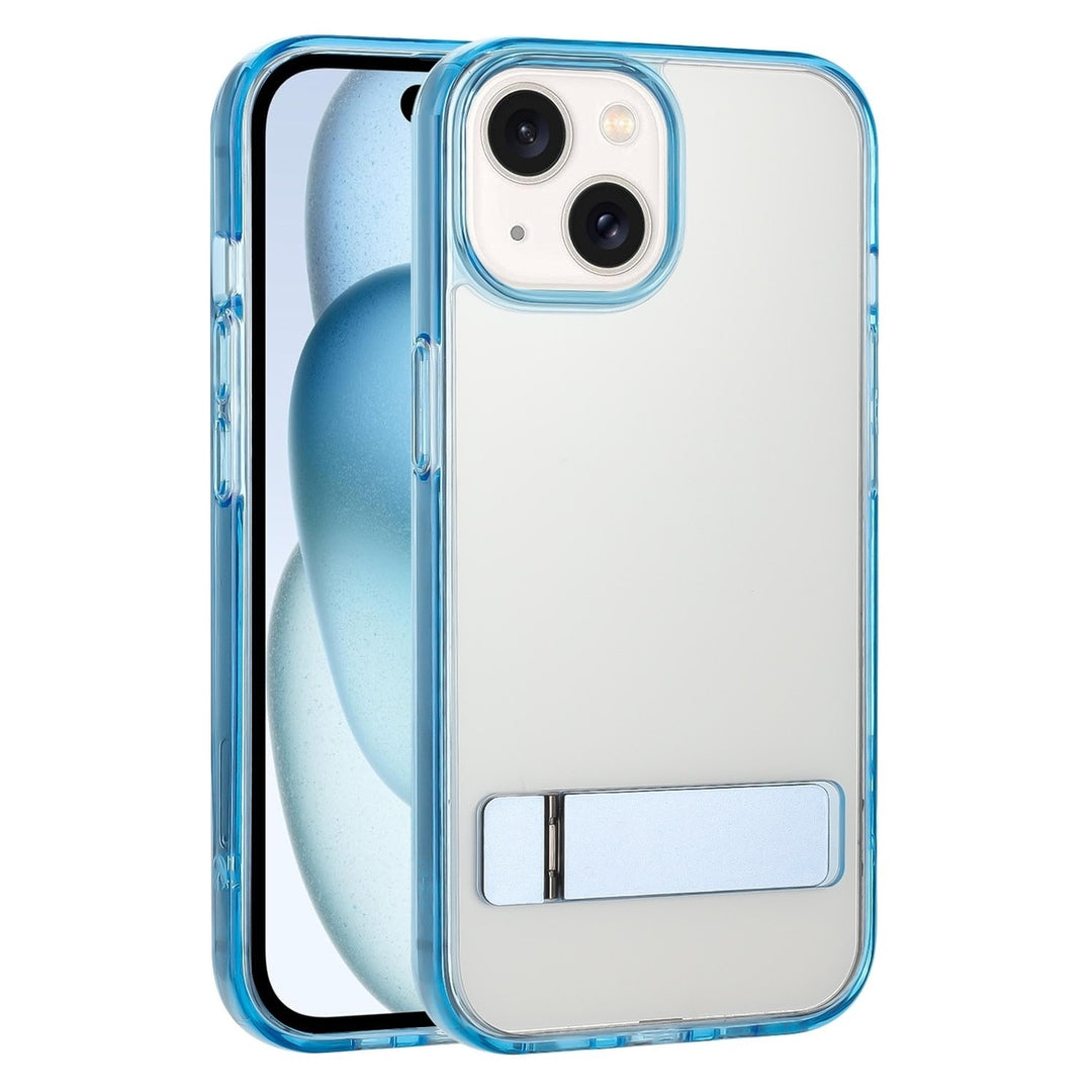 For Apple iPhone 15 6.1 inch Transparent Crystal Building Kickstand Shockproof Protective Hybrid Case Cover Image 6