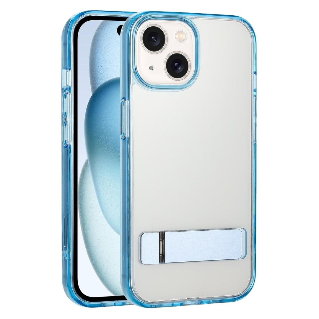 For Apple iPhone 15 Plus 6.7 inch Transparent Crystal Building Kickstand Shockproof Protective Hybrid Case Cover Image 1