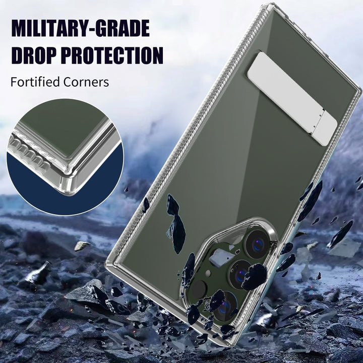 For Samsung Galaxy S23 / SM-S911 Transparent Crystal Building Kickstand Shockproof Protective Hybrid Case Cover Image 2