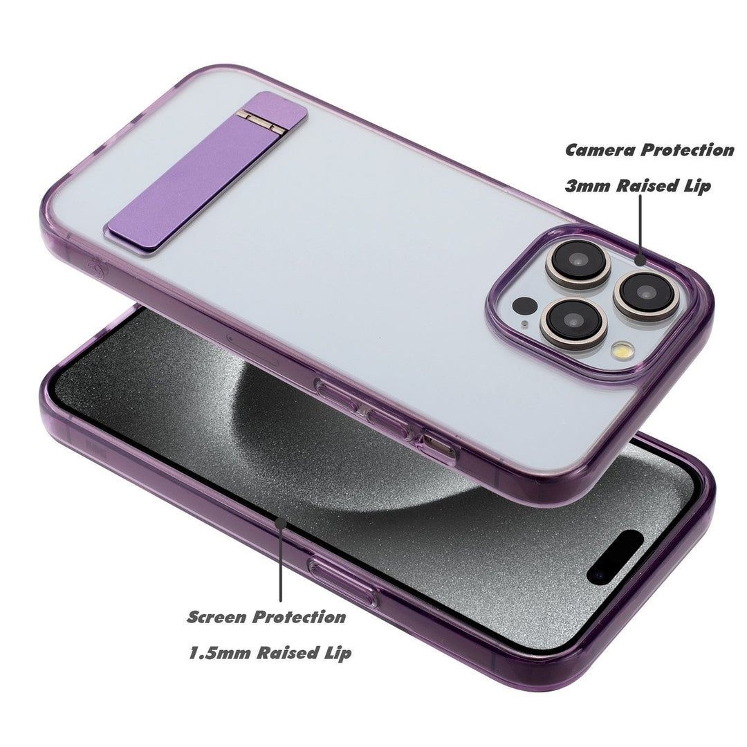 For Apple iPhone 15 Pro 6.1 inch Transparent Crystal Building Kickstand Shockproof Protective Hybrid Case Cover Image 2