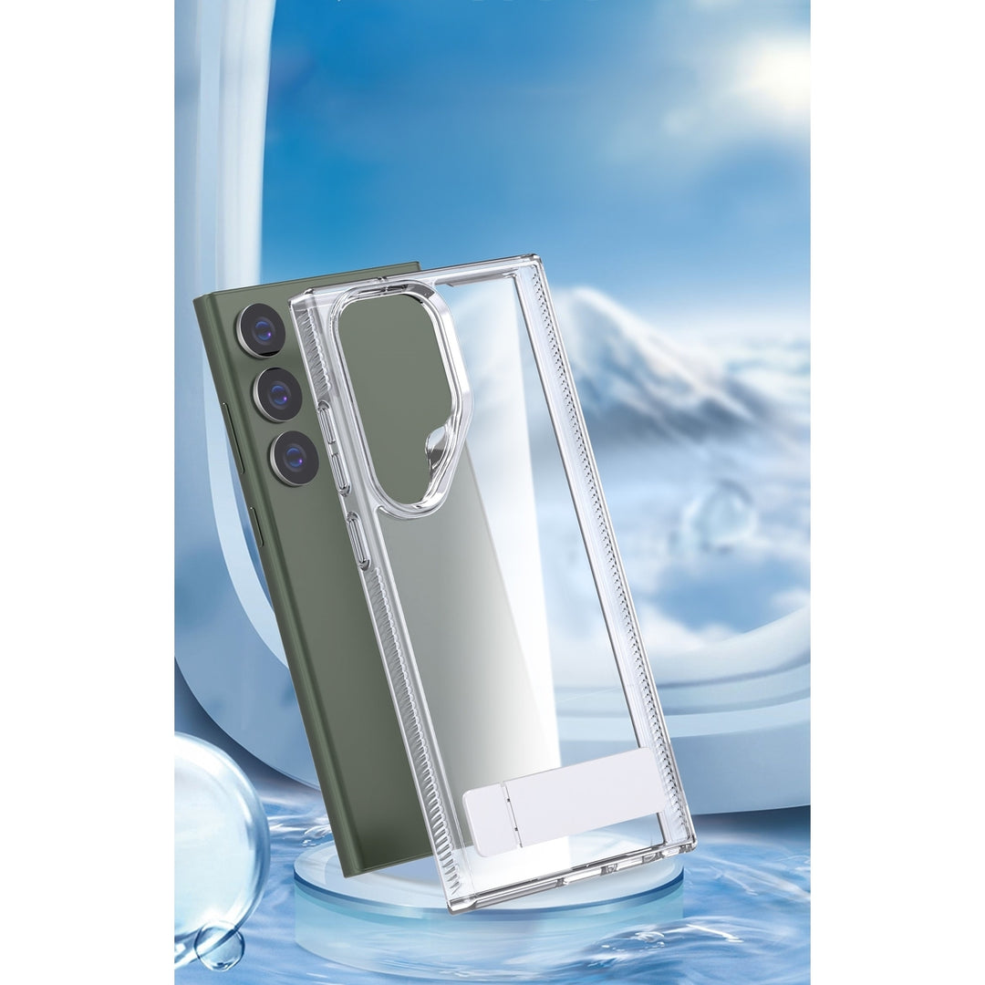 For Samsung Galaxy S23 / SM-S911 Transparent Crystal Building Kickstand Shockproof Protective Hybrid Case Cover Image 4