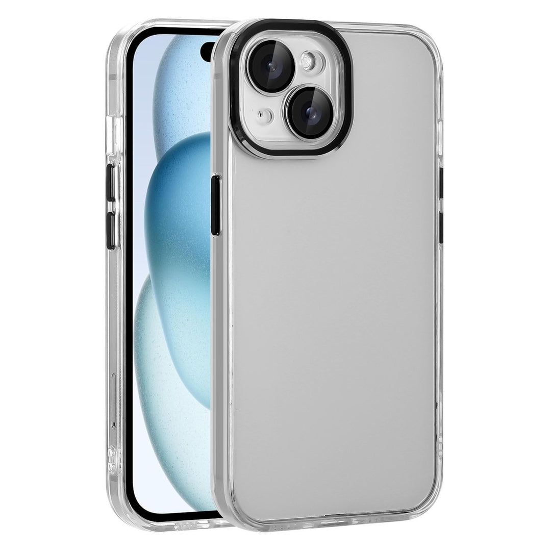 For Apple iPhone 15 6.1 inch Hard Crystal Back Transparent Chrome Edge Camera Cover Lens Protection Shockproof Hybrid Image 1