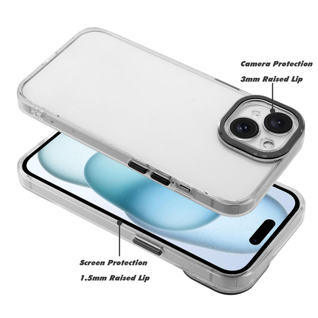 For Apple iPhone 15 Plus 6.7 inch Hard Crystal Back Transparent Chrome Edge Camera Cover Lens Protection Shockproof Image 2