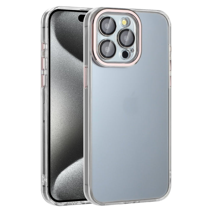 For Apple iPhone 15 Pro 6.1 inch Hard Crystal Back Transparent Chrome Edge Camera Cover Lens Protection Shockproof Image 1