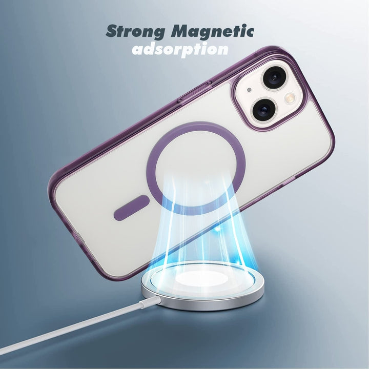 For Apple iPhone 15 6.1 Matte Chrome Edge Camera Cover Magnetic Mount Holder Magsafe Wireless Charging Hybrid Case Image 3