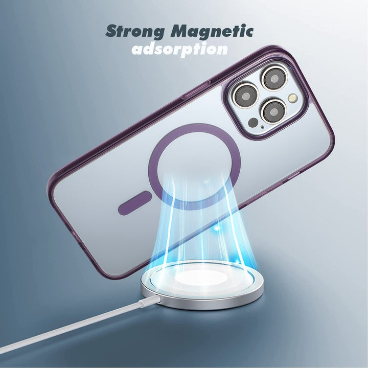 For Apple iPhone 15 Pro Max 6.7 Matte Chrome Edge Camera Cover Magnetic Mount Holder Magsafe Wireless Charging Hybrid Image 3