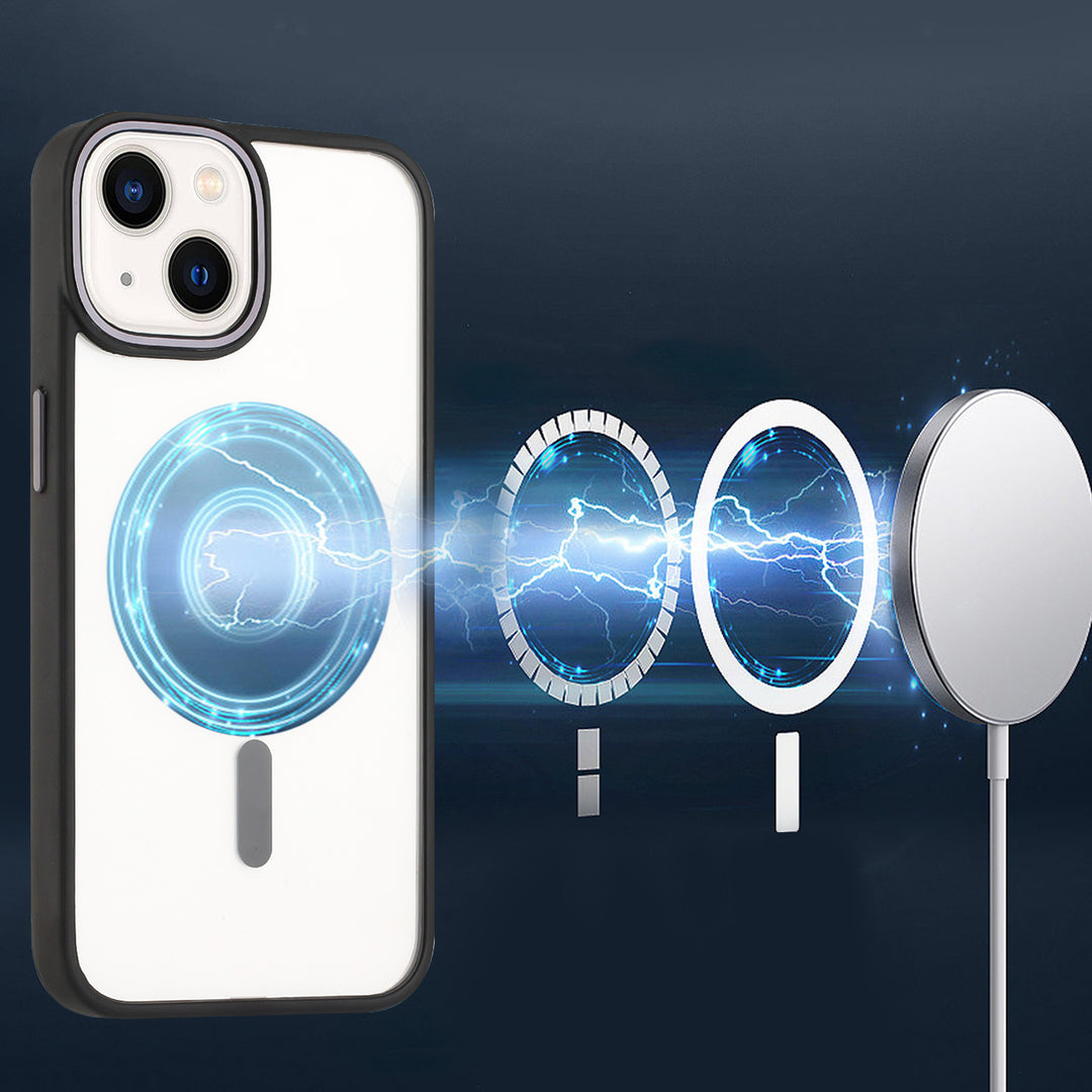 For Apple iPhone 14 Plus 6.7 inch Slim Transparent Crystal Magnetic Charging Shockproof Hybrid Case Cover Image 2