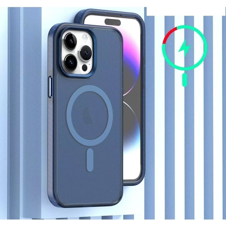 For Apple iPhone 15 6.1 Transparent Magnetic Mount Holder Magsafe Wireless Charging Hybrid Case Image 1