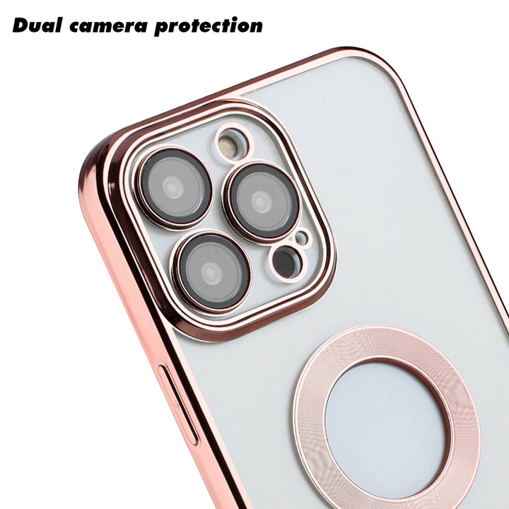 For Apple iPhone 15 Pro 6.1 Chrome Edge Camera Cover Magnetic Mount Holder Magsafe Wireless Charging Hybrid Case Image 2