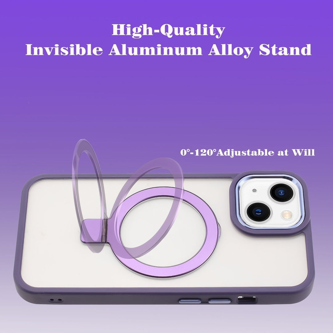 For Apple iPhone 15 6.1 Transparent Magnetic Rind Stand Mount Holder Magsafe Wireless Charging Hybrid Case Cover Image 4