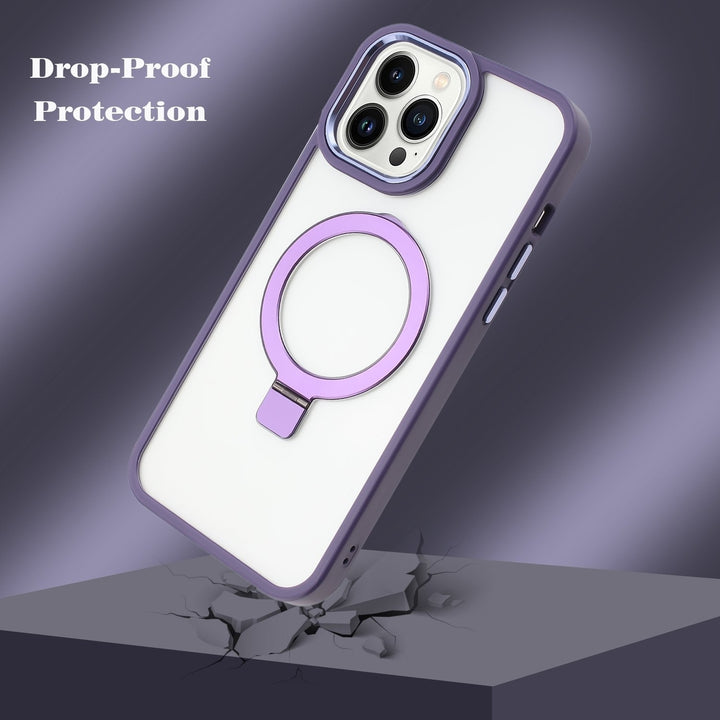 For Apple iPhone 15 Pro Max 6.7 Transparent Magnetic Rind Stand Mount Holder Magsafe Wireless Charging Hybrid Case Cover Image 4