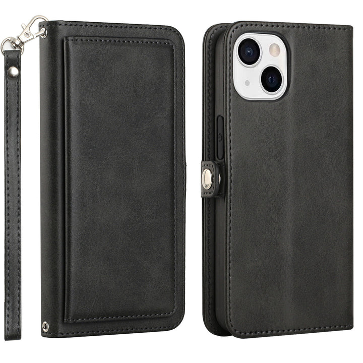 For Apple iPhone 15 6.1 inch Full Body Cover Protective Shockproof Triple Card Slot Flap Folio Stand Leather Wallet Image 1