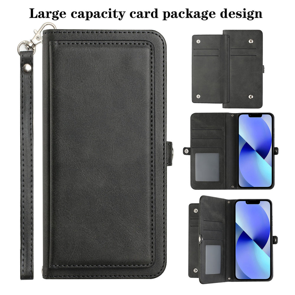 For Apple iPhone 15 6.1 inch Full Body Cover Protective Shockproof Triple Card Slot Flap Folio Stand Leather Wallet Image 2