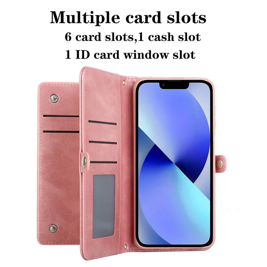 For Apple iPhone 15 6.1 inch Full Body Cover Protective Shockproof Triple Card Slot Flap Folio Stand Leather Wallet Image 3