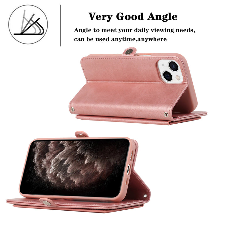 For Apple iPhone 15 6.1 inch Full Body Cover Protective Shockproof Triple Card Slot Flap Folio Stand Leather Wallet Image 4