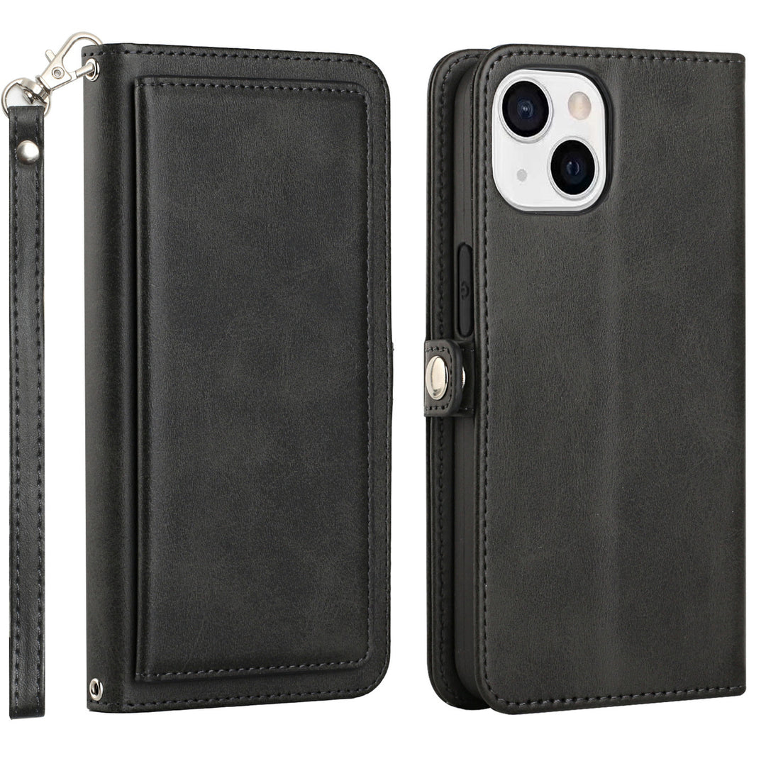 For Apple iPhone 15 Plus 6.7 inch Full Body Cover Protective Shockproof Triple Card Slot Flap Folio Stand Leather Wallet Image 1