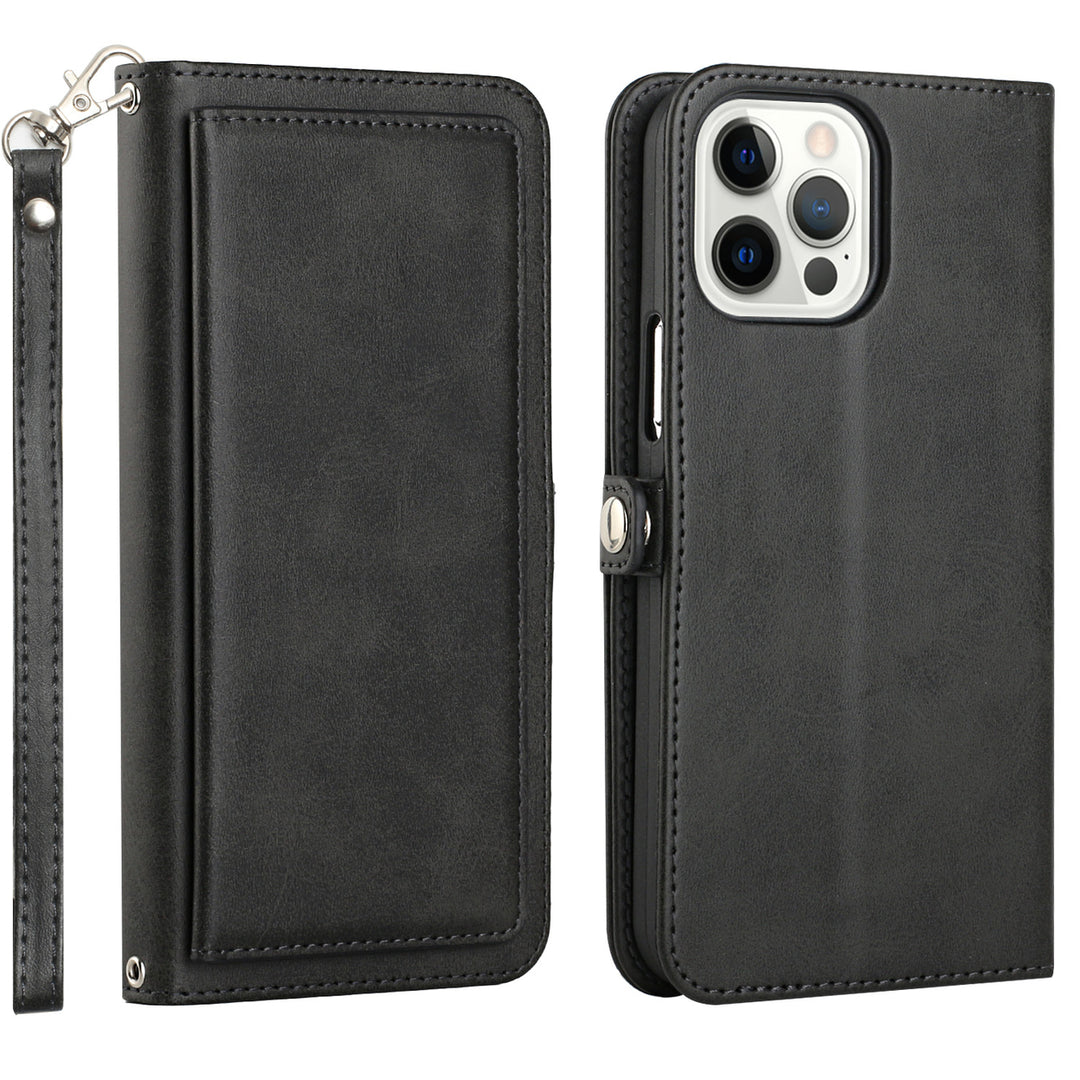 For Apple iPhone 15 Pro 6.1 inch Full Body Cover Protective Shockproof Triple Card Slot Flap Folio Stand Leather Wallet Image 1